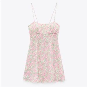 Zara pink floral satin minidress! Great condition